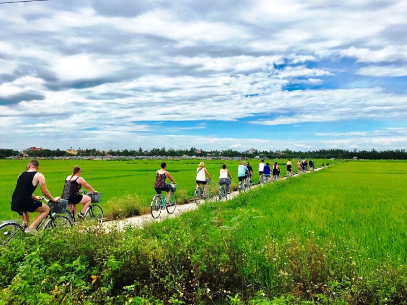 Machen Sie eine Radtour durch die Landschaft von Hoi An