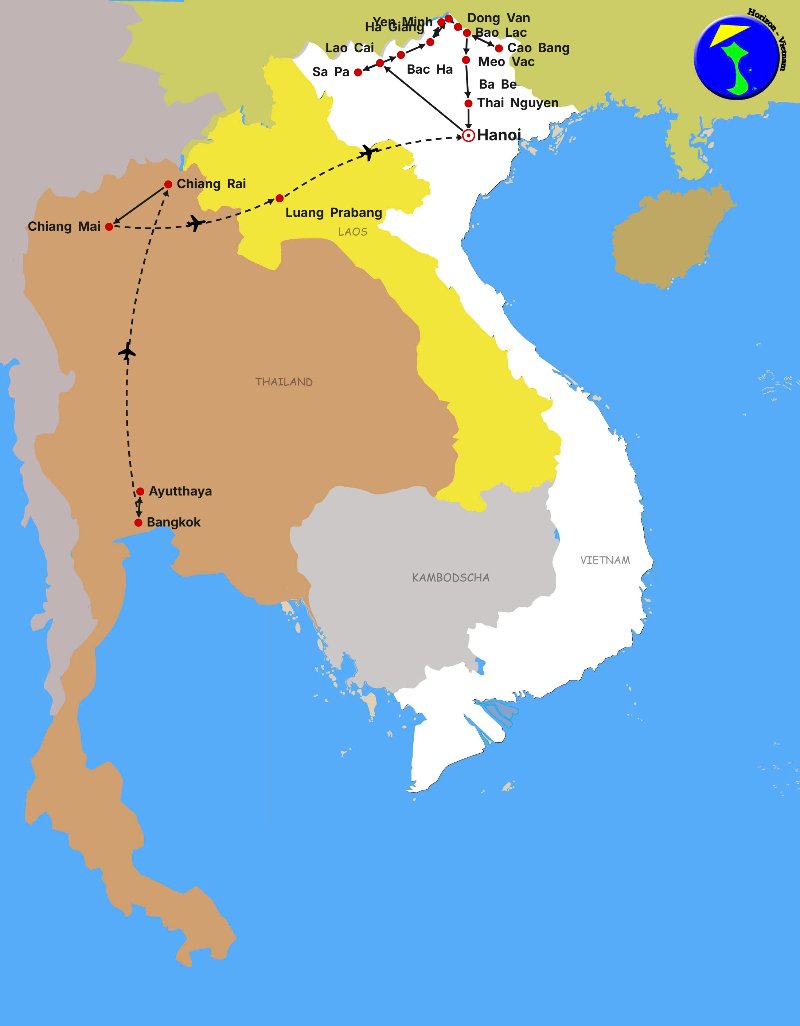 Thailand, Laos und Nordvietnam in 19 Tagen und 18 Nächten