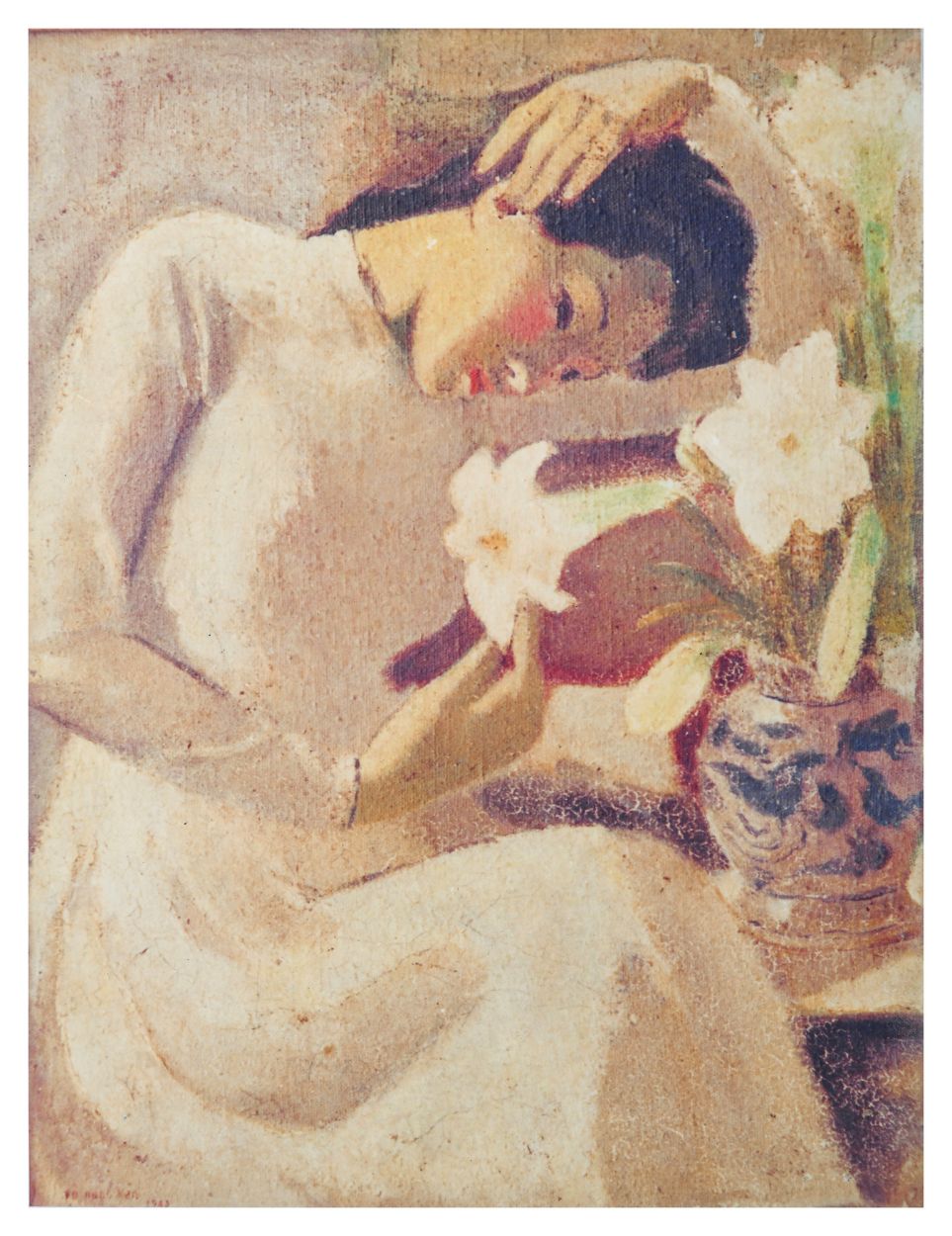 Das Gemälde „Junge Frau mit Lilien